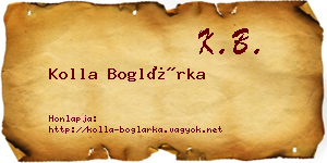 Kolla Boglárka névjegykártya